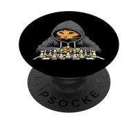 Felpa con cappuccio con gatto arancione che gioca a scacchi, per donne, uomini, bambini PopSockets PopGrip Adesivo