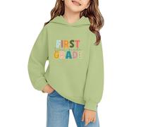 Felpa con cappuccio con grafica in cotone, per ragazze, per il rientro a scuola, a maniche lunghe, con cappuccio, per adolescenti, alla moda, basic, per l'autunno, per la scuola, per bambini (verde, 5