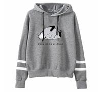 Felpa con cappuccio con maniche a barra, motivo anime Chainsaw Man, Cosplay Pochita, stile casual, per fan di Manga Chainsaw-Man, idea regalo, Grigio 2., XL