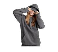 Felpa con cappuccio con maschera per gli occhi integrata, felpa con cappuccio da viaggio in modalità aereo, felpa da donna alla moda con tasche nascoste, felpe con cappuccio indossabili, grigio, M