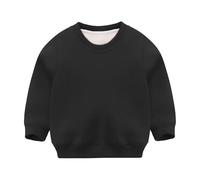Felpa con cappuccio con orecchie Children Autumn Winter Solid Pullover Top Top a maniche lunghe O Neck Felpe da donna, Nero , 4-5 Anni