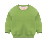 Felpa con cappuccio con orecchie Children Autumn Winter Solid Pullover Top Top a maniche lunghe O Neck Felpe da donna, verde, 5-6 Anni