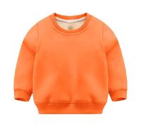 Felpa con cappuccio con orecchie Children Autumn Winter Solid Pullover Top Top a maniche lunghe O Neck Felpe da donna, Colore: arancione., 5-6 Anni
