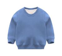 Felpa con cappuccio con orecchie Children Autumn Winter Solid Pullover Top Top a maniche lunghe O Neck Felpe da donna, Blu, 18-24 Mesi
