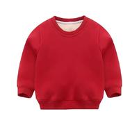 Felpa con cappuccio con orecchie Children Autumn Winter Solid Pullover Top Top a maniche lunghe O Neck Felpe da donna, Colore: rosso, 5-6 Anni