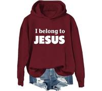 Felpa con cappuccio con scritta "I Belong To Jesus Christian Jesus Religious Jesus Loves You", Porpora, L