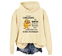 Felpa con cappuccio con scritta "I'm Just Checking My Birth Certificate Funny Duck Graphic Sweatshirts Unisex, Khika, XL