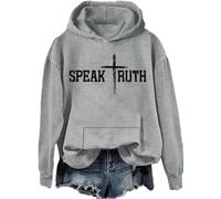 Felpa con cappuccio con scritta "Speak Truth" e scritta "Speak Truth", a maniche lunghe, unisex, Grigio-h, S