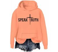 Felpa con cappuccio con scritta "Speak Truth" e scritta "Speak Truth", a maniche lunghe, unisex, Hami Arancione-h, S