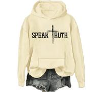 Felpa con cappuccio con scritta "Speak Truth" e scritta "Speak Truth", a maniche lunghe, unisex, Khika-h, 3XL