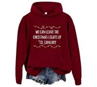 Felpa con cappuccio con scritta "We Can Leave The Christmas Lights Up 'Til January, We Can Leave The Christmas Lights Up 'Til January, unisex, Porpora, XL