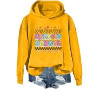 Felpa con cappuccio con scritta "Welcome Back To School Welcome Back I'm Glad You're Here" per insegnanti, Giallo, L