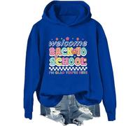 Felpa con cappuccio con scritta "Welcome Back To School Welcome Back I'm Glad You're Here" per insegnanti, Klein Blue., L