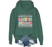 Felpa con cappuccio con scritta "Welcome Back To School Welcome Back I'm Glad You're Here" per insegnanti, Verde, L
