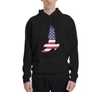 Felpa con Cappuccio con Silhouette della Statua della libertà e Bandiera degli Stati Uniti - Abbigliamento Patriottico e con identità Americana-XL