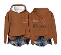 Felpa con cappuccio con slogan Letter Graphic a maniche lunghe, con tasche a righe, caffè, L