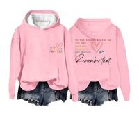 Felpa con cappuccio con slogan Letter Graphic a maniche lunghe, con tasche a righe, Colore: rosa., L