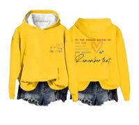 Felpa con cappuccio con slogan Letter Graphic a maniche lunghe, con tasche a righe, giallo., XS