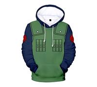Felpa con cappuccio con stampa 3D Rokudaime Hatake Kakashi Cosplay Costume Uomo Donna Unisex Verde S (petto 98 cm)