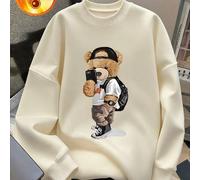 Felpa con cappuccio con stampa orsetto per ragazzo pre-adolescente, top pullover caldo per il ritorno a scuola in primavera, adatto per autunno/inverno, moda, streetwear, versatile 6Y,7Y,8Y,9Y,10Y,14Y