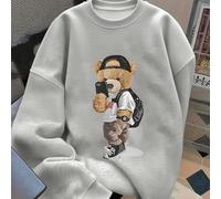 Felpa con cappuccio con stampa orsetto per ragazzo pre-adolescente, top pullover caldo per il ritorno a scuola in primavera, adatto per autunno/inverno, moda, streetwear, versatile 6Y,7Y,8Y,9Y,10Y,14Y