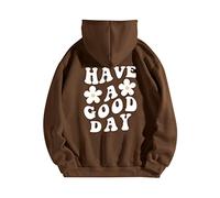 Felpa con cappuccio con stampa rucken maglione da donna, oversize, a maniche lunghe, con cappuccio, grafica, per adolescenti, ragazze, Y2k, top Aesthetic E-girl, Hip Hop Streetwear, cachi, S