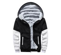 Felpa con cappuccio con zip da uomo con maniche a contrasto ispessite, calde tasche invernali gonfie alla moda felpa con zip intera felpa atletica sportiva allenamento felpa a maniche lunghe, Grigio