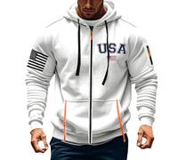 Felpa con cappuccio con zip da uomo, con stampa bandiera americana, con coulisse, a maniche lunghe, per bodybuilding, muscoli, elastica, comoda, per allenamento, abbigliamento sportivo, casual, caldo