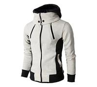 Felpa con cappuccio con zip da uomo, vestibilità aderente, invernale, calda, a maniche lunghe, casual, antivento, giallo chiaro, L