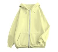 Felpa con cappuccio con zip intera Y2K da donna alla moda con cappuccio Giacche con cappuccio Moda College Solido con tasche Felpa casual con coulisse Pullover grafico 2026 Gotico carino, giallo