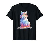 Felpa con Cappuccio Cool Cat Lynx Pastel Streetwear Anime Maglietta
