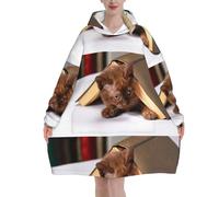 Felpa con cappuccio, coperta in flanella, felpa con cappuccio indossabile da donna, libro con gattini marroni e simpatici animali domestici