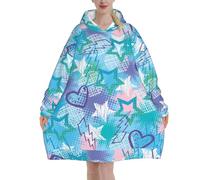 Felpa con cappuccio, coperta in flanella, felpa con cappuccio indossabile da donna, Rock Stars Flash