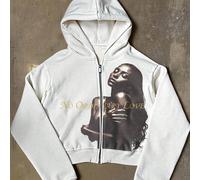 Felpa con cappuccio corta con chiusura lampo e stampa grafica "No Ordinary Love", adatta per l'abbigliamento all'aperto in autunno L,M,S,XLNatalePoliestere