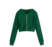Felpa con cappuccio corta con zip per bambini e ragazzi, a maniche lunghe, con tasca a marsupio, in morbido pile leggero, casual, per scuola, sport, attività all'aperto, autunno, inverno, caldo