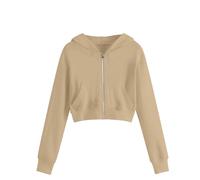 Felpa con cappuccio corta con zip per bambini e ragazzi, a maniche lunghe, con tasca a marsupio, in morbido pile leggero, casual, per scuola, sport, attività all'aperto, autunno, inverno, caldo