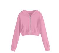 Felpa con cappuccio corta con zip per bambini e ragazzi, a maniche lunghe, con tasca a marsupio, in morbido pile leggero, casual, per scuola, sport, attività all'aperto, autunno, inverno, caldo