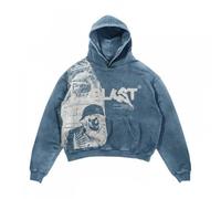 Felpa con cappuccio da donna, a maniche lunghe, con stampa frontale, con cappuccio, con laccio, tasca anteriore, alla moda urbana, taglie S-3Xl, 01 Blu, XXX-Large