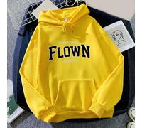 Felpa con cappuccio da donna a maniche lunghe con stampa hip-op stile retrò per sport e uso quotidiano, realizzata in tessuto di poliestere con elasticità moderata (L giallo)