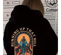 Felpa con cappuccio da donna a tema "Running Up That Hill", adatta per l'autunno/inverno, con fodera in lana, vestibilità morbida e comoda, ideale per il freddo, stile Y2K, adatta per San Valentino, C