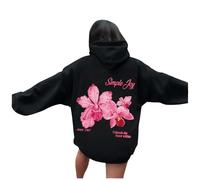 Felpa con cappuccio da donna alla moda con stampa a lettere con cappuccio a maniche lunghe casual con cappuccio sportivo