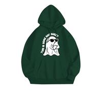 Felpa con cappuccio da donna carina con grafica spettro oversize con cappuccio camicie per Halloween da donna felpe a maniche lunghe con cappuccio alla moda casual pullover per tutti i santi, Verde
