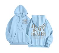 Felpa con cappuccio da donna Christian Jesus Is My Healer Trendy Summer Ladies con cappuccio Top Dio Loose Fit Grafica Casual Abbigliamento da spiaggia Comfort Religioso Fede Western Y2K Country