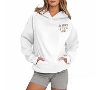 Felpa con cappuccio da donna Christian Jesus Loves You Essential Fit con cappuccio grafica pullover top Pray The Lord divertente trendy casual lettera vestiti sottile fede I Love Jesus con cappuccio