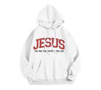 Felpa con cappuccio da donna Christian Jesus The Way The Truth and The Life College Beach con cappuccio Trendy Preppy Pullover Faith Vestiti per adolescenti Casual Estate Grafica Estetica Pullover