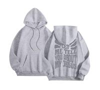 Felpa con cappuccio da donna Christian Let Me Tell You About My Jesus Graphic Trendy Sottile con cappuccio Pullover Felpe con cappuccio Felpe con cappuccio Religioso Autunno Manica Lunga Girocollo