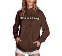 Felpa con cappuccio da donna Christian Trust In The Lord Workou Dolcevita Gesù Goth con cappuccio Maglioni Pray The Lord Y2K Casual Graphic Top Comfort Soft Faith I Love Jesus Leggero Moda, Caff, M