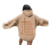 Felpa con cappuccio da donna Christian You Are Known Loved Worthy Chosen Enough con disegni grafici alla moda Gesù Comfort Cartoon Pullover Pray The Lord per adolescenti a maniche lunghe girocollo