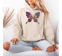 Felpa con cappuccio da donna colorata Butterfly Folk Art Animals