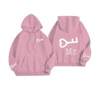 Felpa con cappuccio da donna comoda per San Valentino, per l'inverno e la primavera, con stampa di lettere d'amore, casual, con tasca, per regali di vita quotidiana, rosa, M